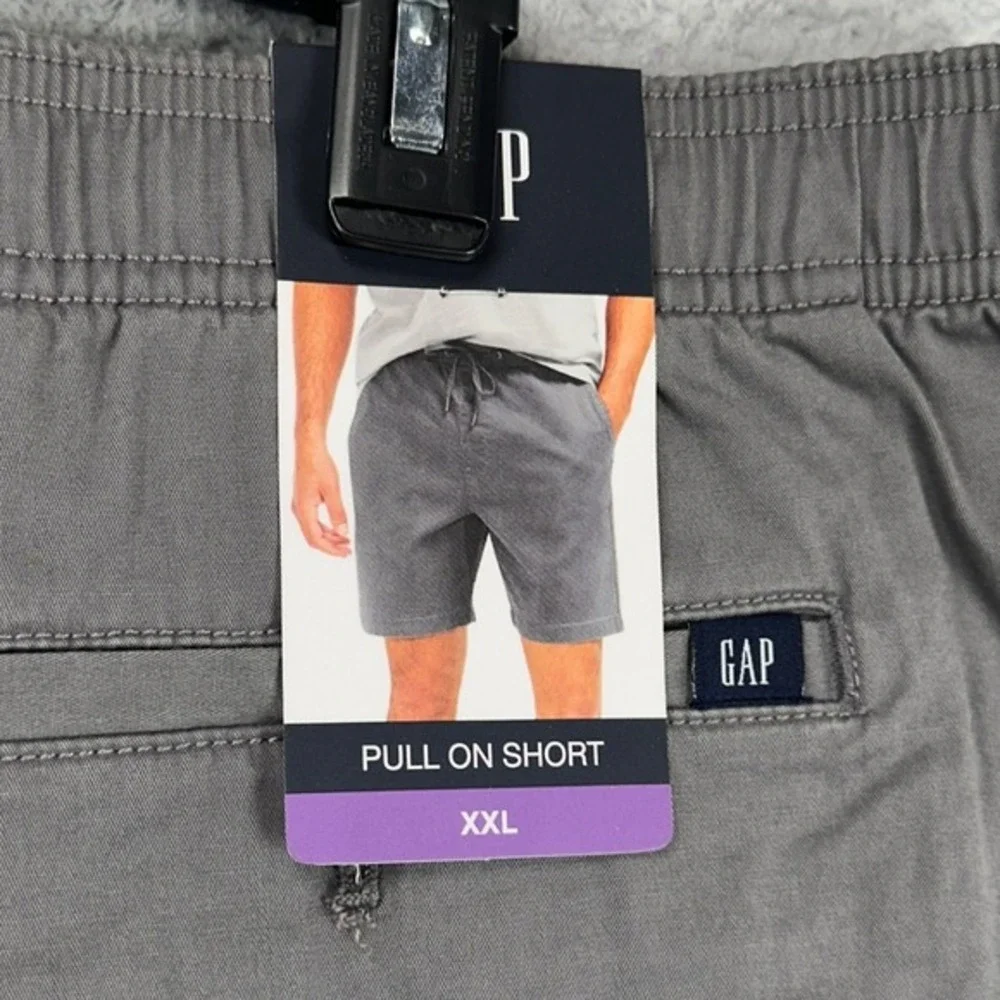 Gap Men Pull On Shorts 2XL Grey Casual Drawstring Stretch Flat Front Pockets NEW